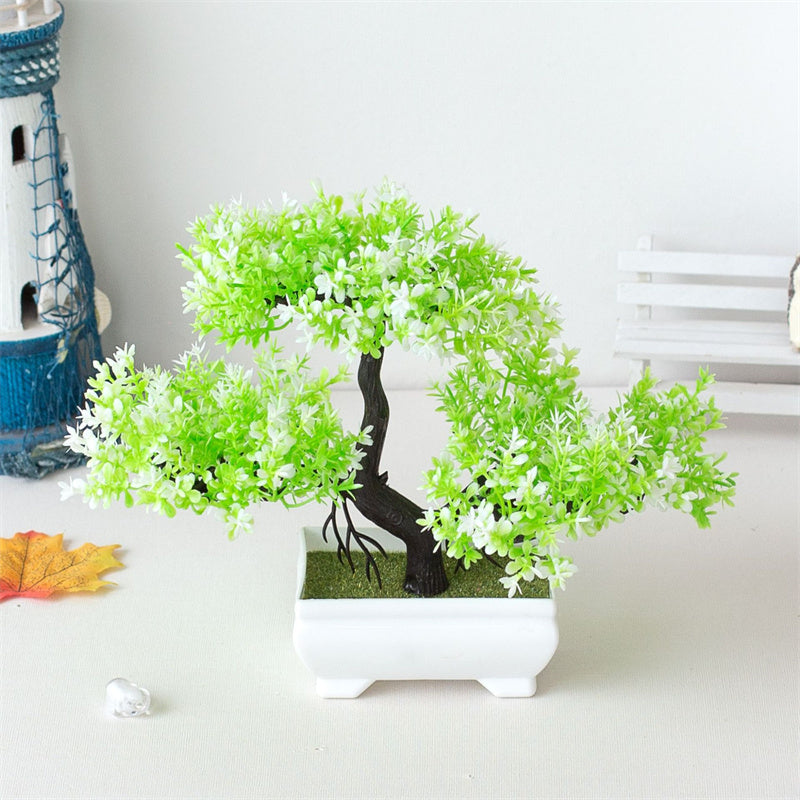 Kunstig BlomsterBonsai – Mini Bonsai med Smukke Rosa Blomster