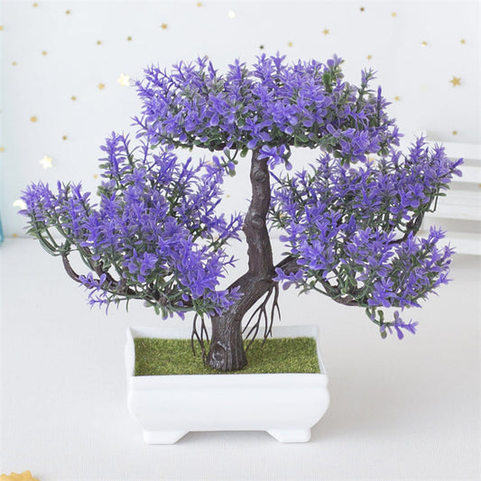 Kunstig BlomsterBonsai – Mini Bonsai med Smukke Rosa Blomster