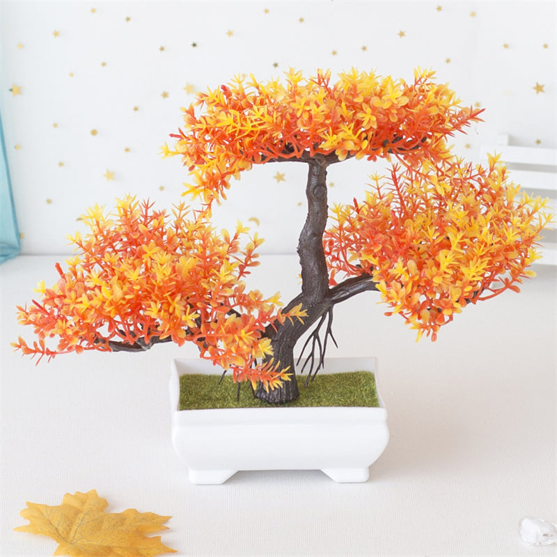 Kunstig BlomsterBonsai – Mini Bonsai med Smukke Rosa Blomster