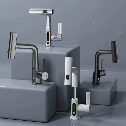 WaterMaster Fleksibel LED Køkken & Bad Vandhane – 360° Drejelig, Udtziehbar Slange & 5 Sprøjteindstillinger