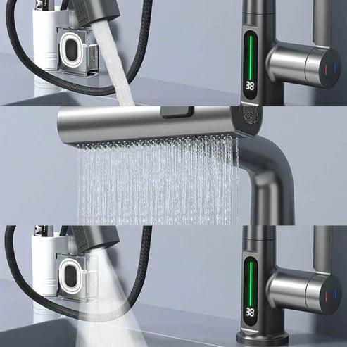 WaterMaster Fleksibel LED Køkken & Bad Vandhane – 360° Drejelig, Udtziehbar Slange & 5 Sprøjteindstillinger