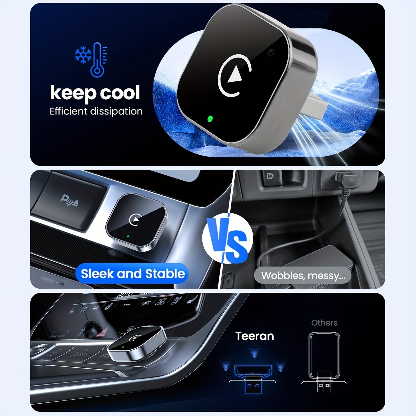 Trådlös biladapter för CarPlay och Android Auto – Snabb installation