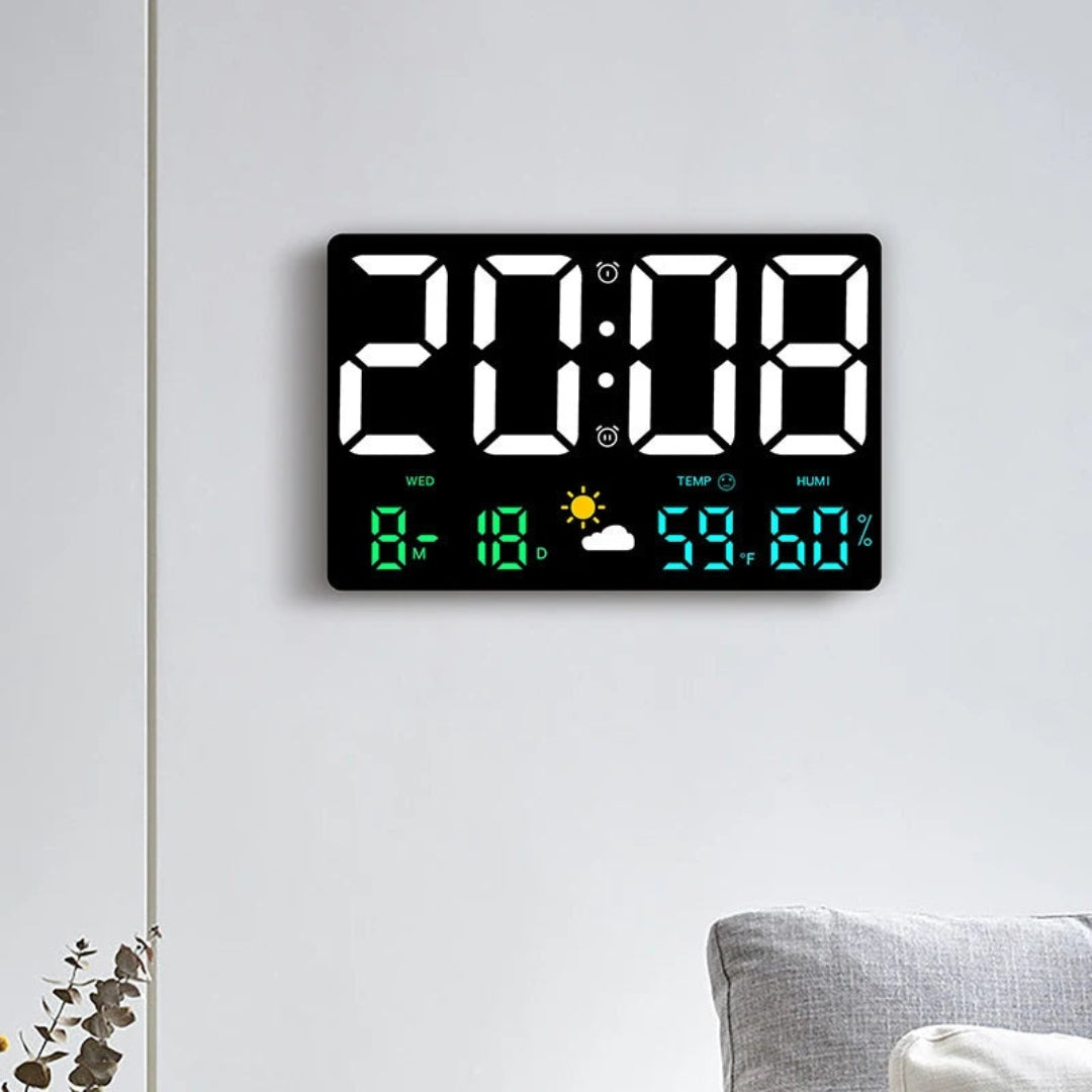 Elegant Digital Väggklocka med LED Display