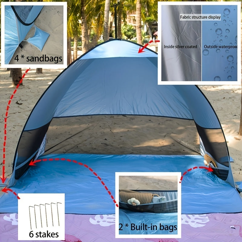 Bärbart Strandtält för 2-3 Personer – UV-skydd och Lätt Design