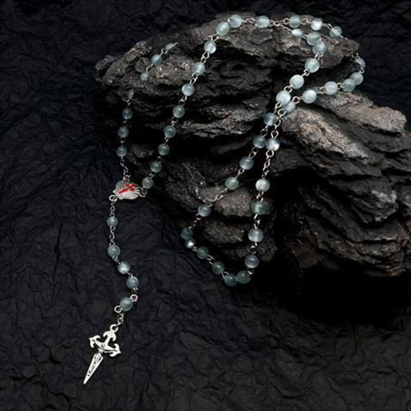 Hjärtformat Halsband med Kattöga Sten – Eleganta Smycken
