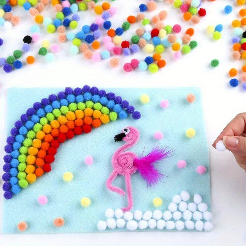 Kreativt Pom Pom Set – 2000 Färgglada Pom Poms för Hantverk