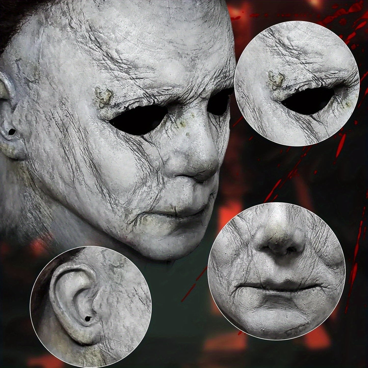 Halloween skræmmemaske med knivsæt - realistisk kostume til voksne