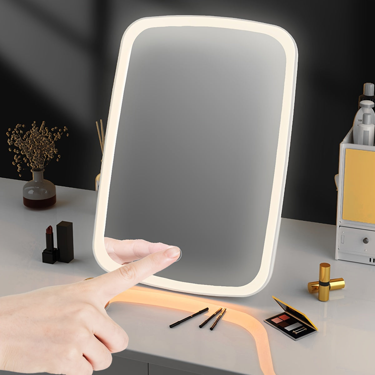 Bærbart LED Makeupspejl med Justerbar Lysstyrke
