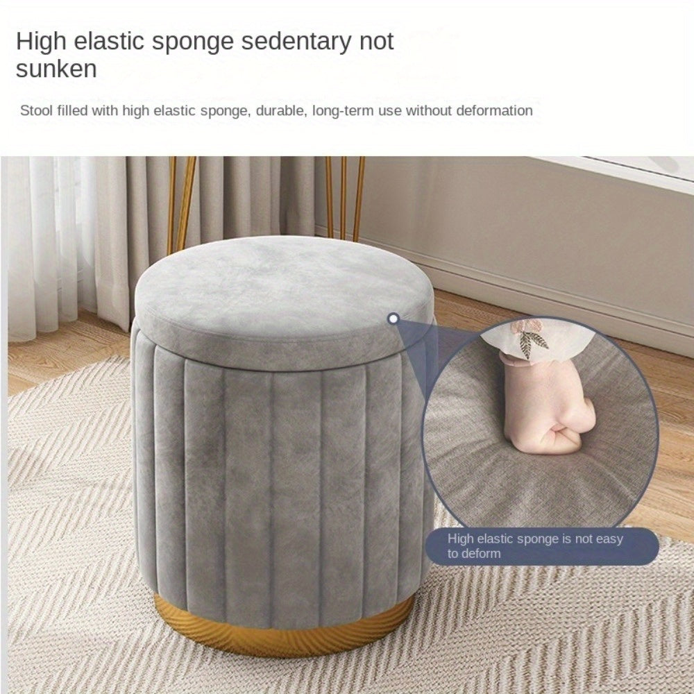 Elegant förvaringspuff med spegelfinish – Rund design