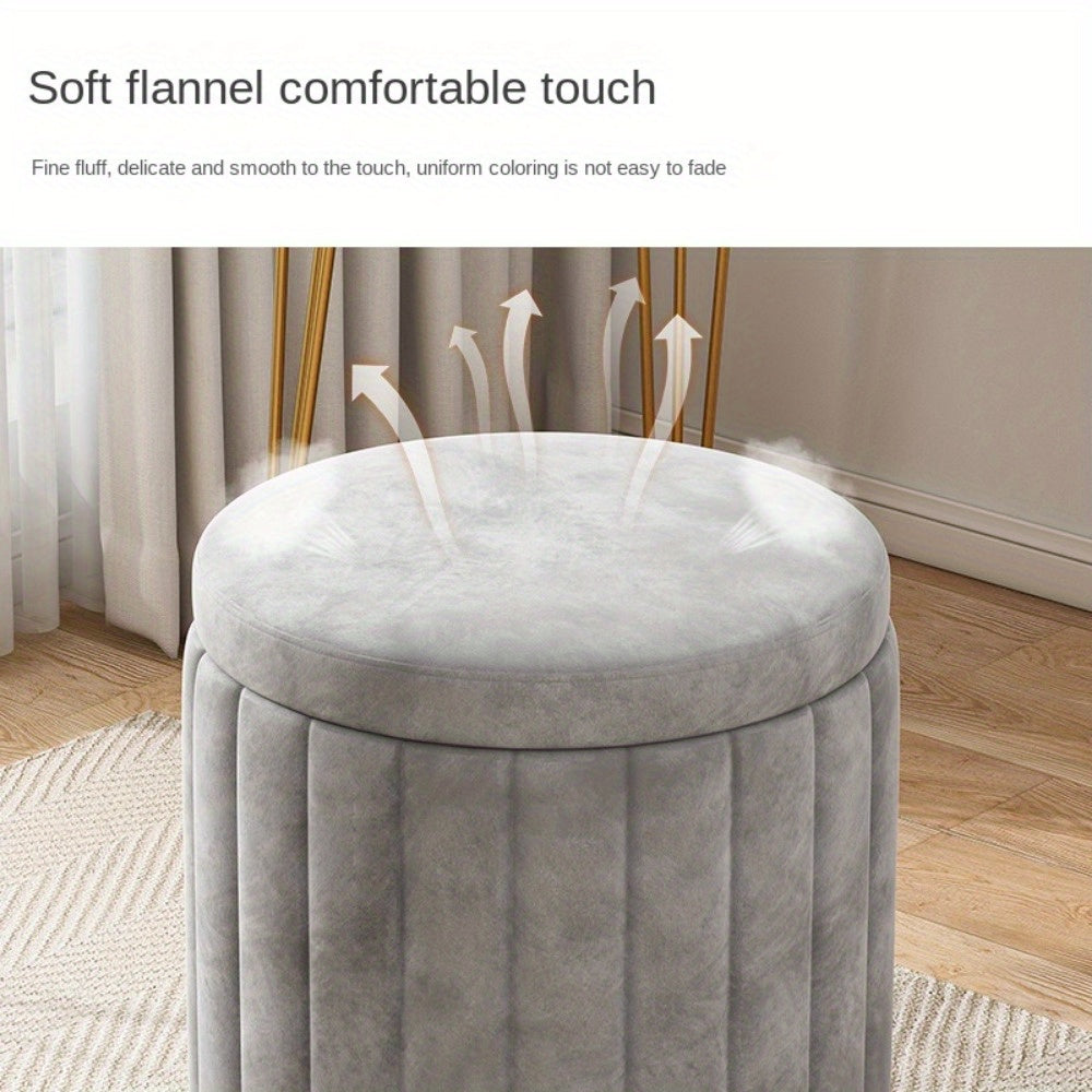 Elegant förvaringspuff med spegelfinish – Rund design