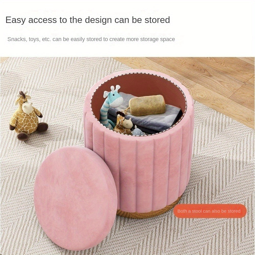 Elegant förvaringspuff med spegelfinish – Rund design