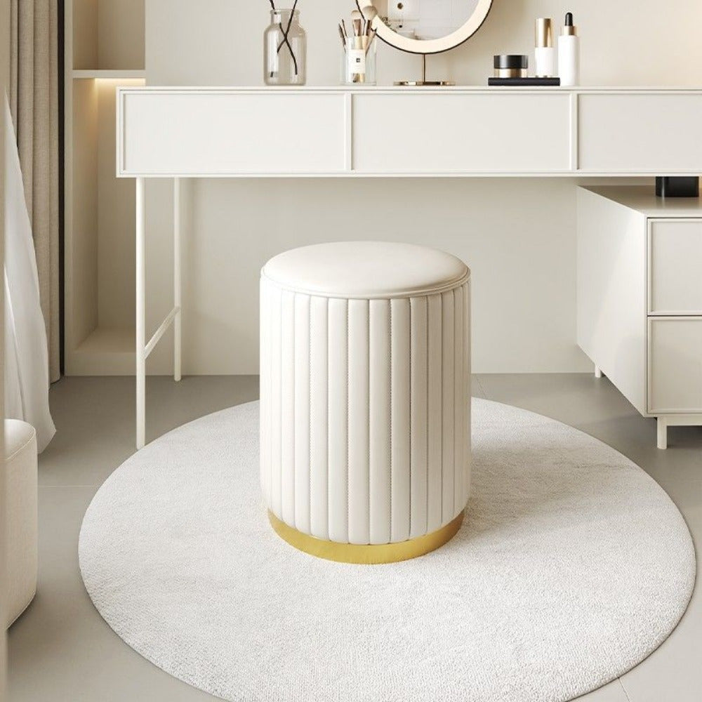 Elegant förvaringspuff med spegelfinish – Rund design