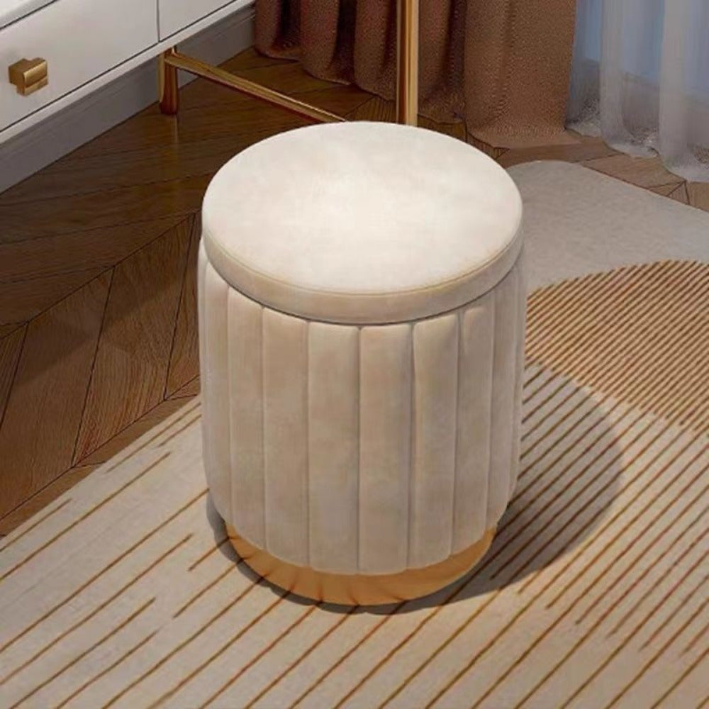 Elegant förvaringspuff med spegelfinish – Rund design