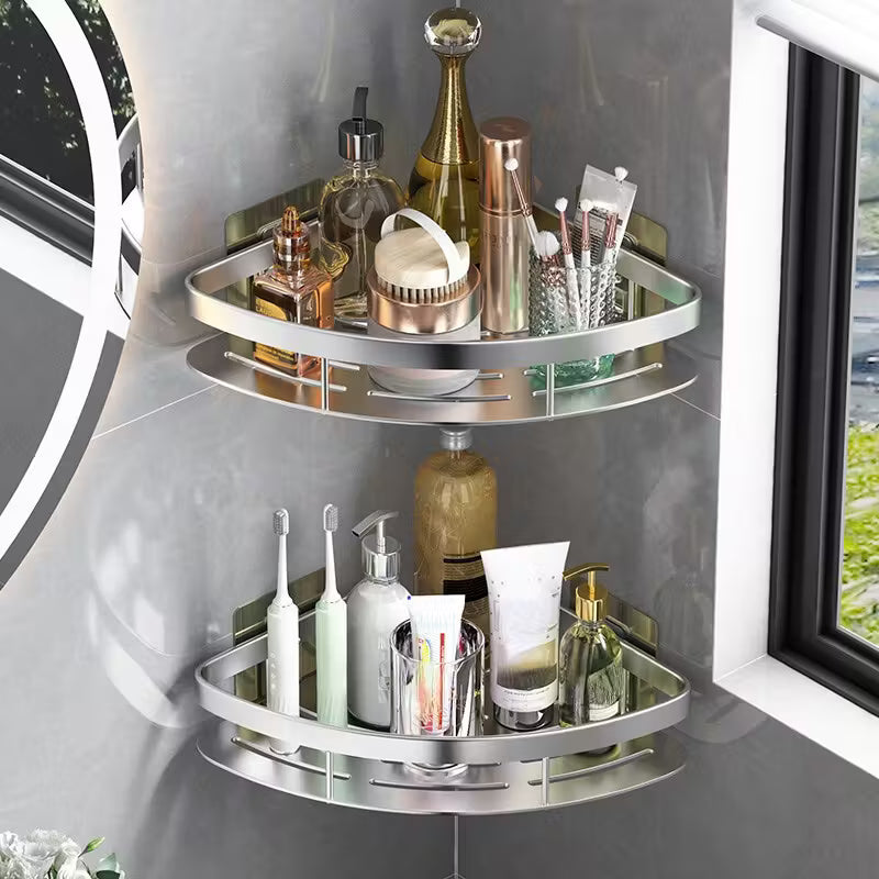 Elegant duschhylla i aluminium – enkel montering utan borrning