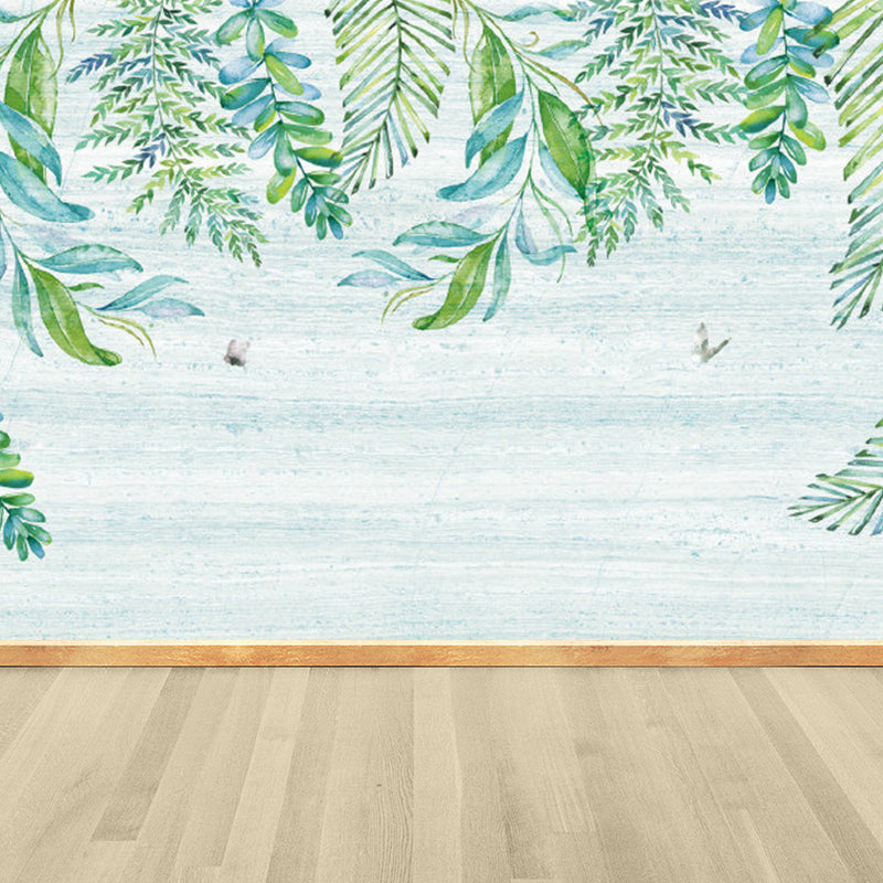 Extra stor botanisk väggmålning i ljus färg – skräddarsydd non-woven väggkonst
