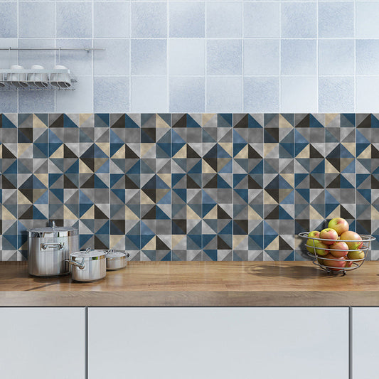 Geometrisk Mosaik-Väggpanel i Boho-Chic, Blå-Brun, Avtagbar