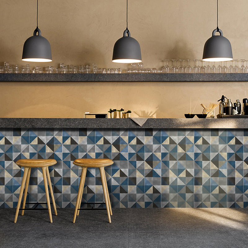 Geometrisk Mosaikflise Vægpanel i Boho-Chic, Blå-Brun, Aftageligt