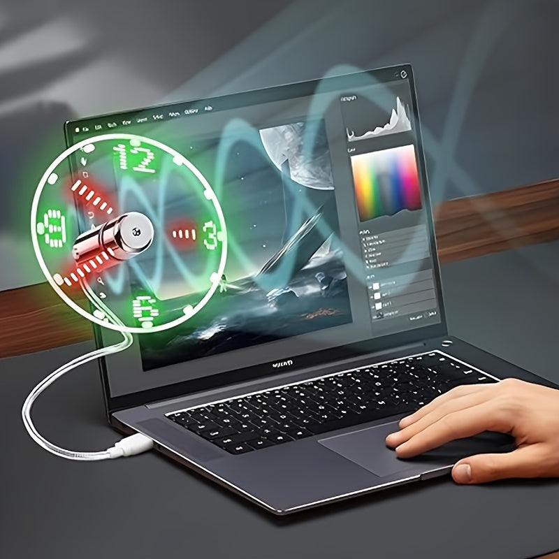 USB Fläkt med LED Klocka – Kompakt och Stilren