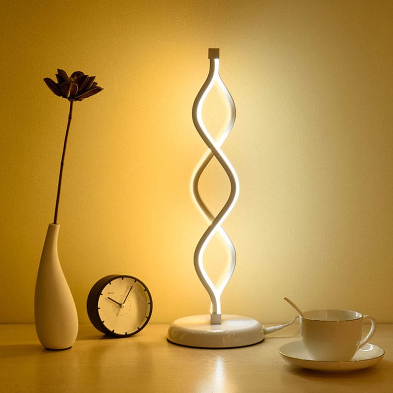 Stilren spiralbordslampa med justerbar LED-belysning