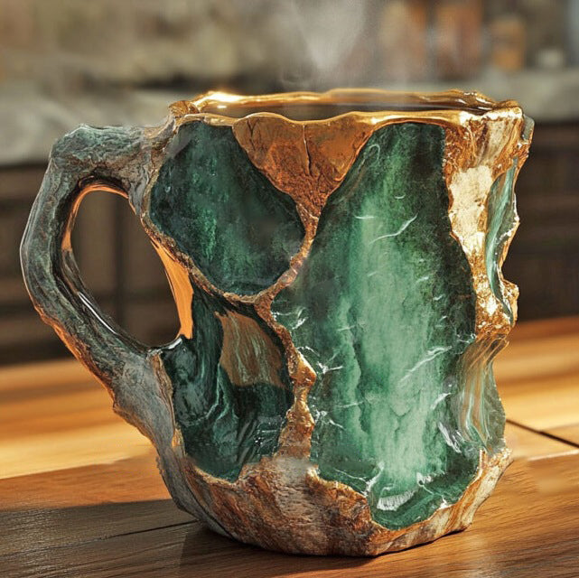 Glitrende Krus til Kaffe | Håndlavet & Mineralglas | Isolerende & Mikrobølgevenlig | 350–450 ml
