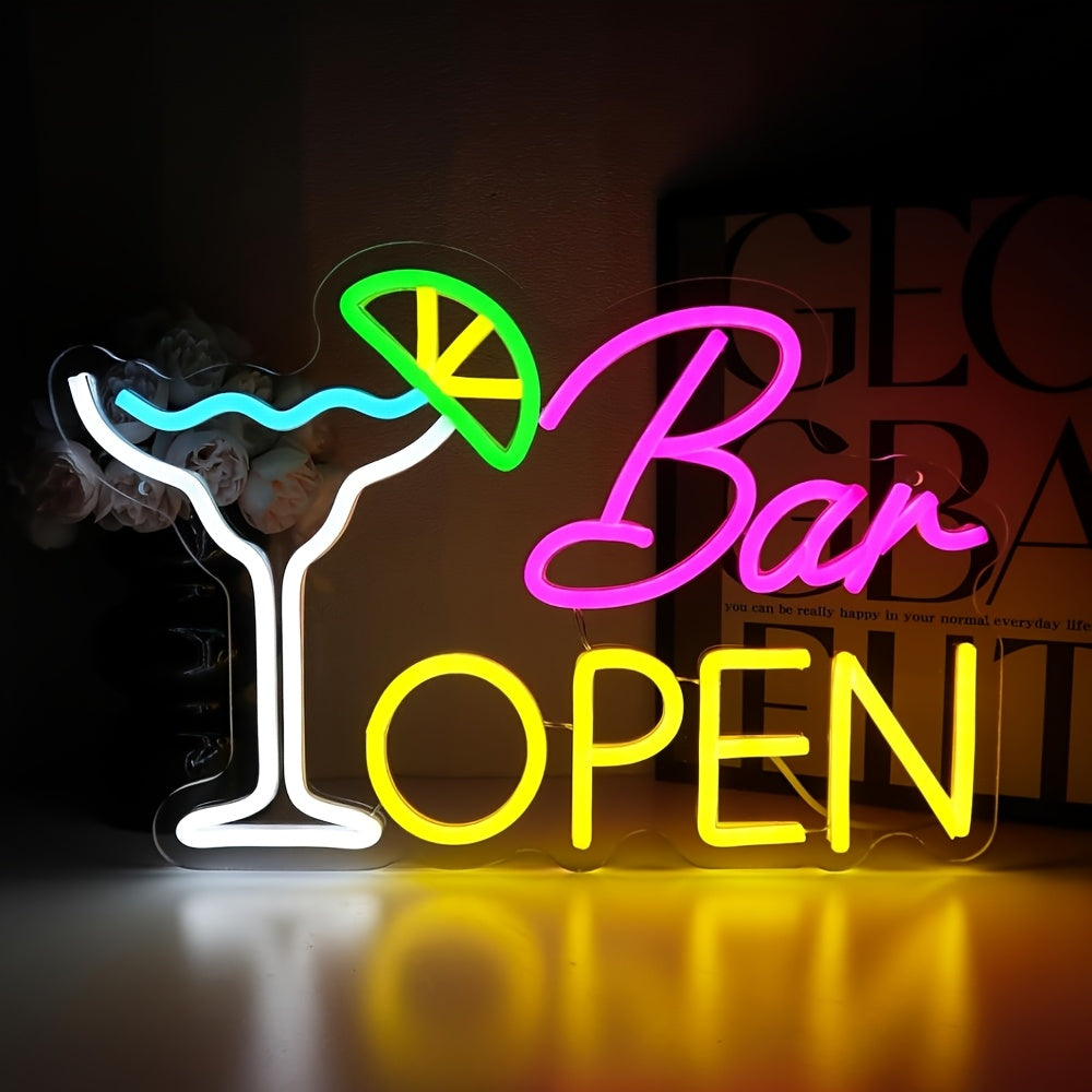 Upplyst Skylt "Öppen Bar" – Stämningsfull Dekoration