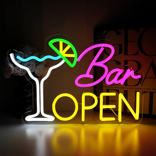 Oplyst Skilt "Åben Bar" – Atmosfærisk Dekoration