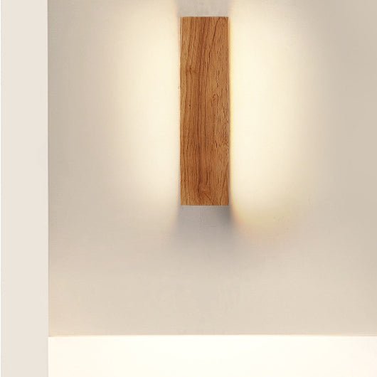 Stilren LED Vägglampa i Trä – Minimalistisk Design och Komfortljus
