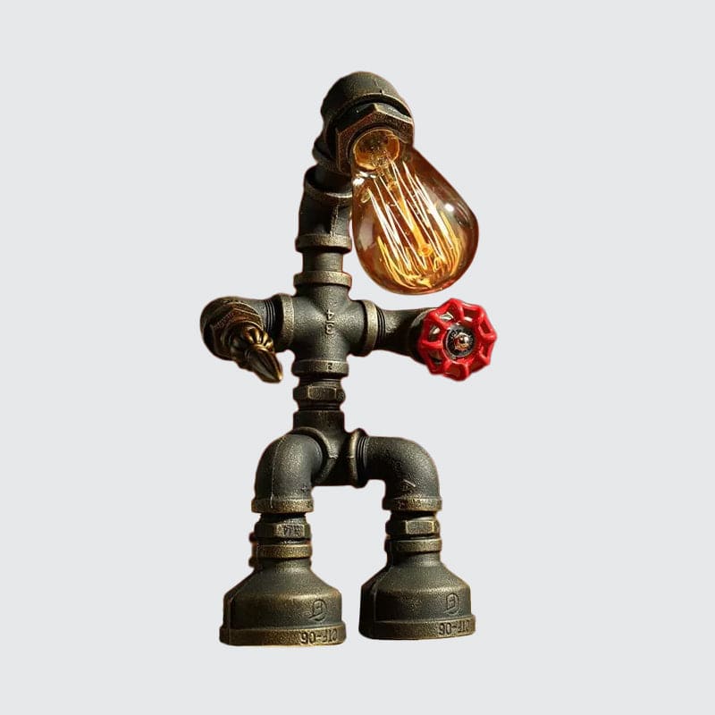 Futuristisk robotlampa med cyberpunkdesign och LED-ljus