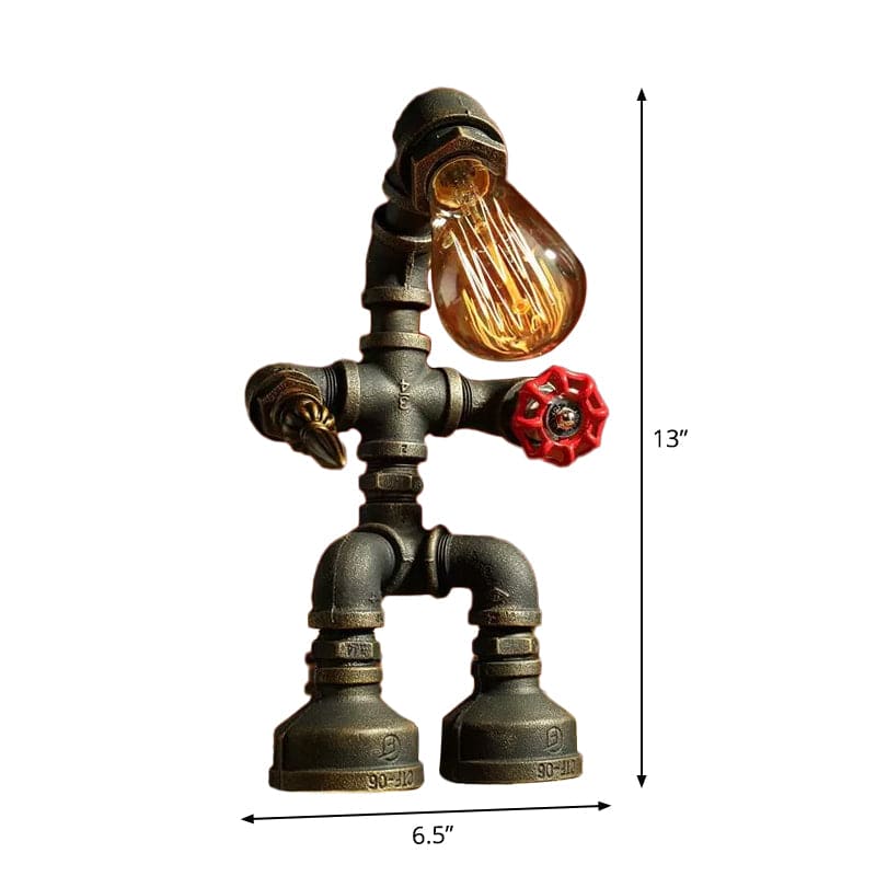 Futuristisk robotlampa med cyberpunkdesign och LED-ljus