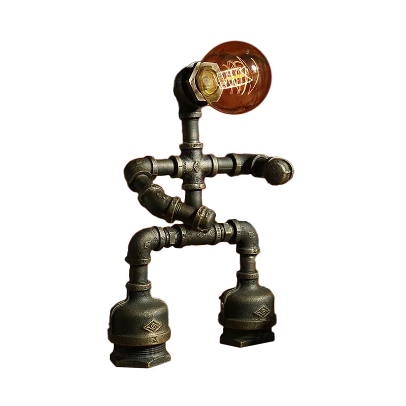 Futuristisk robotlampa med cyberpunkdesign och LED-ljus