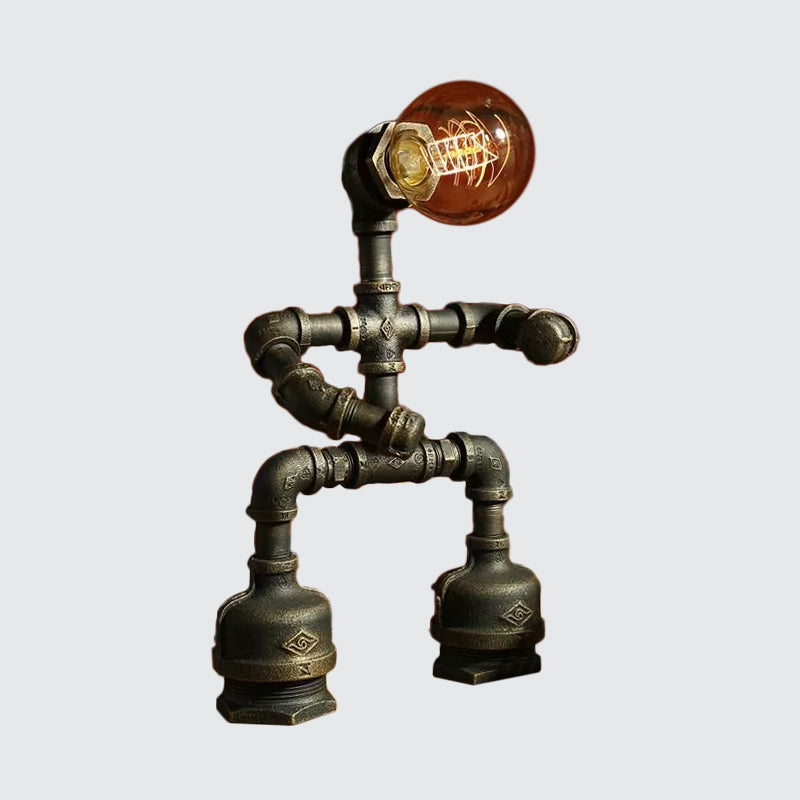 Futuristisk robotlampa med cyberpunkdesign och LED-ljus