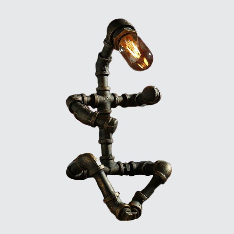 Futuristisk robotlampa med cyberpunkdesign och LED-ljus
