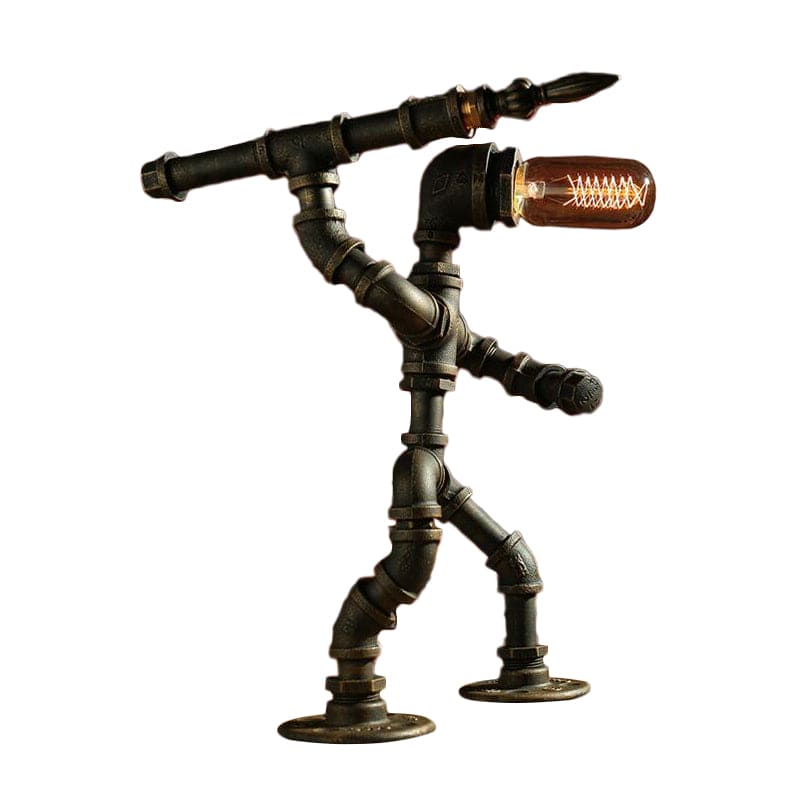 Futuristisk robotlampa med cyberpunkdesign och LED-ljus