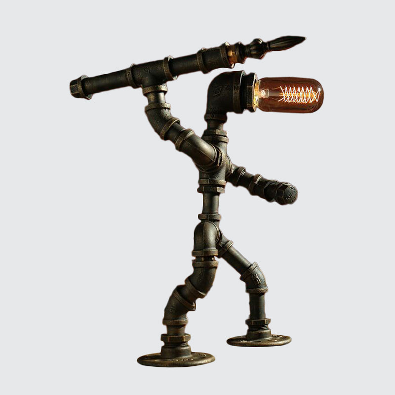 Futuristisk robotlampa med cyberpunkdesign och LED-ljus