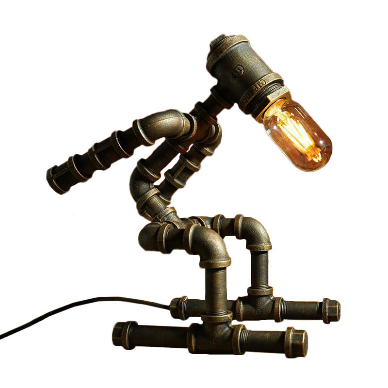 Futuristisk robotlampa med cyberpunkdesign och LED-ljus