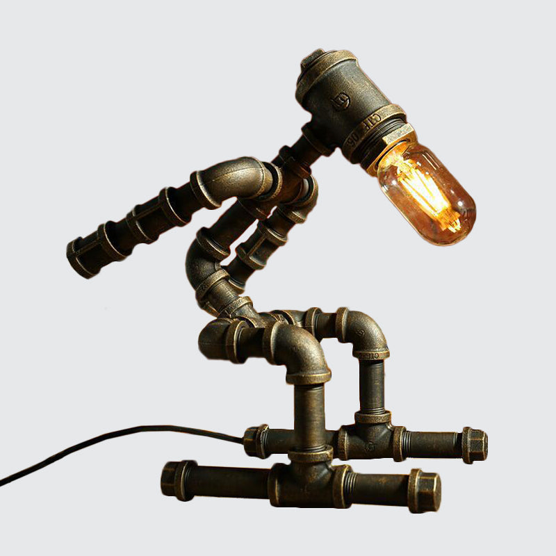 Futuristisk robotlampa med cyberpunkdesign och LED-ljus