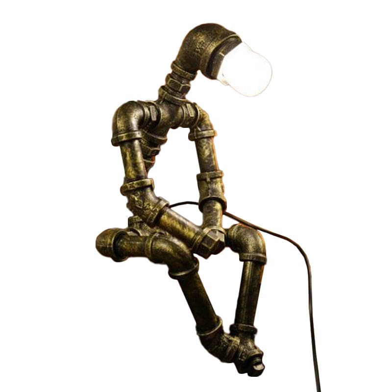 Futuristisk robotlampa med cyberpunkdesign och LED-ljus