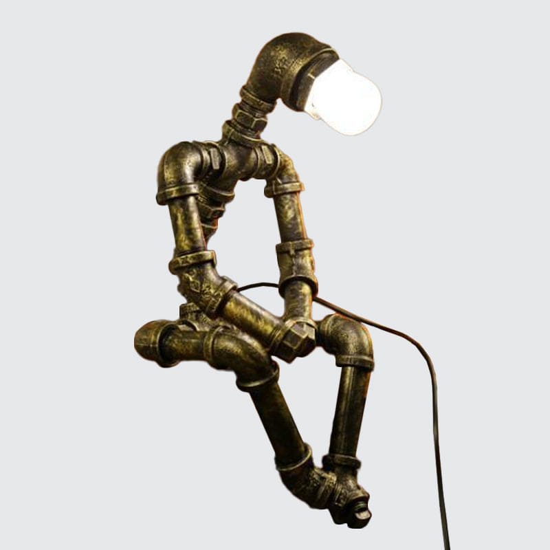 Futuristisk robotlampa med cyberpunkdesign och LED-ljus