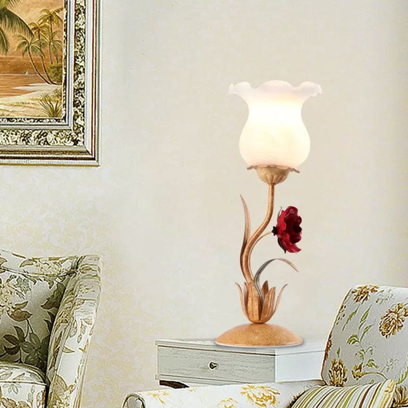 Floral Bordlampe med Blød Belysning til Soveværelset