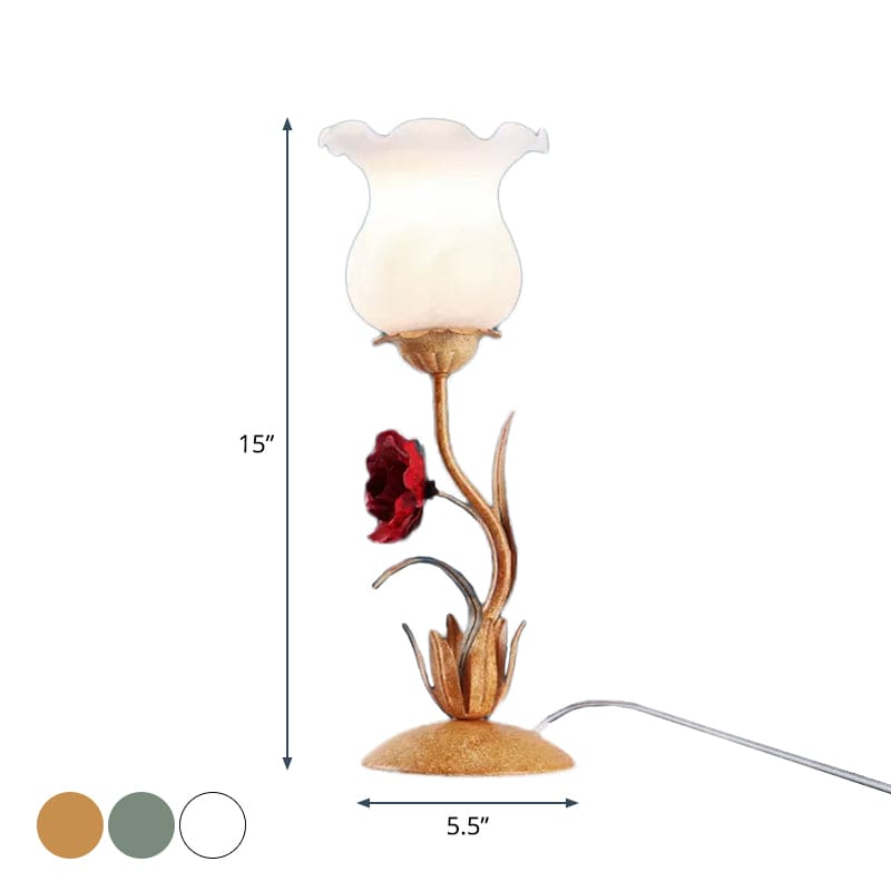 Floral Bordlampe med Blød Belysning til Soveværelset