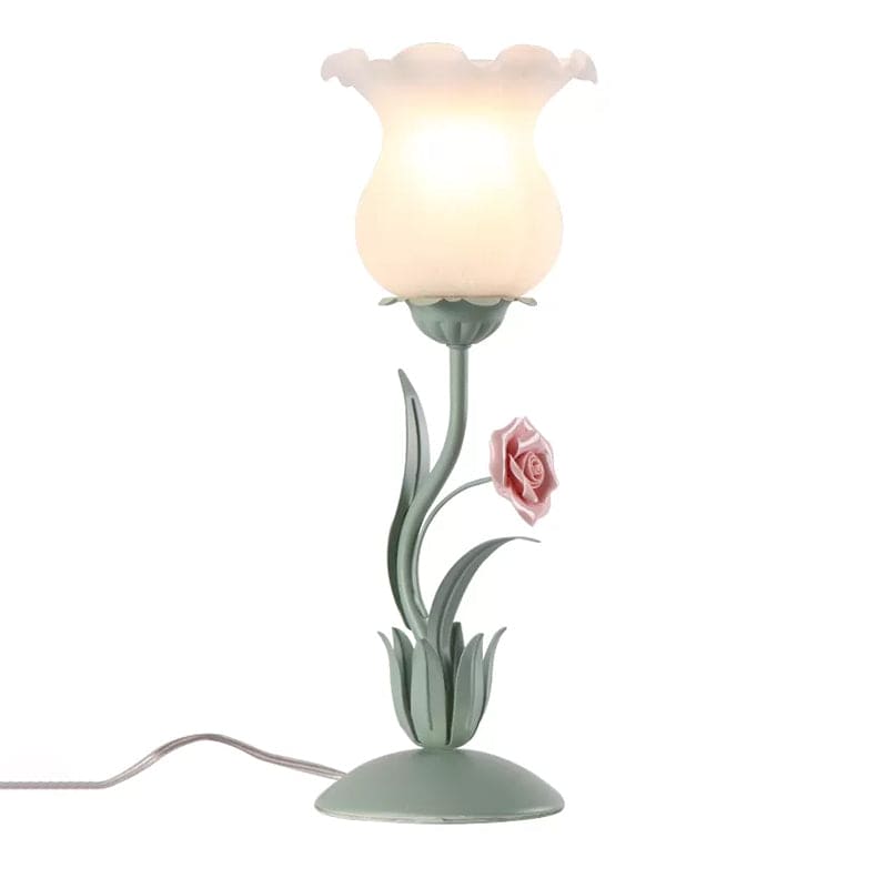 Floral Bordlampe med Blød Belysning til Soveværelset