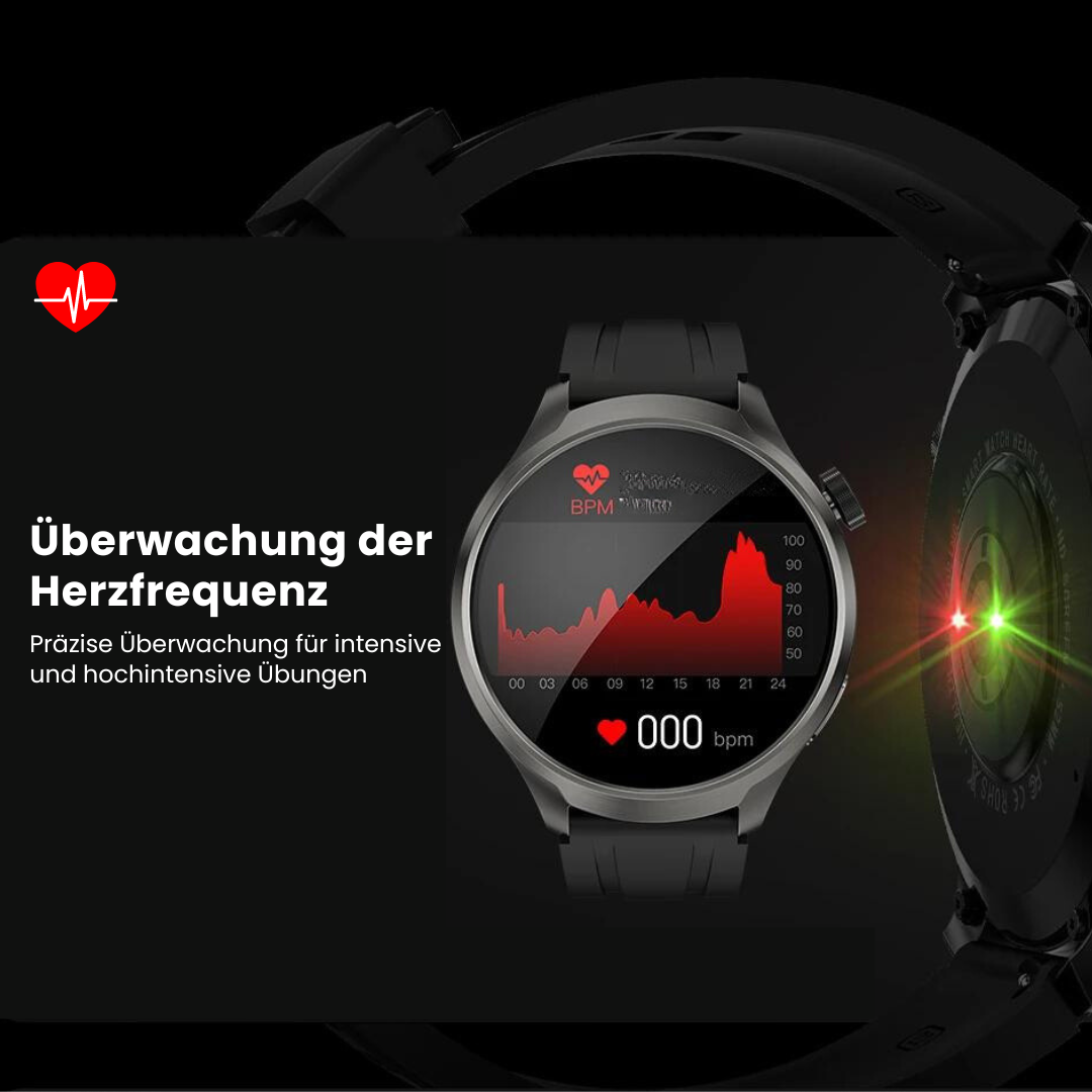 Sundhedssmartwatch med læderrem - VitalSense Pro X (2025)