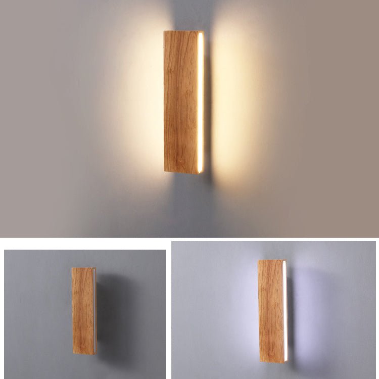 Stilren LED Vägglampa i Trä – Minimalistisk Design och Komfortljus