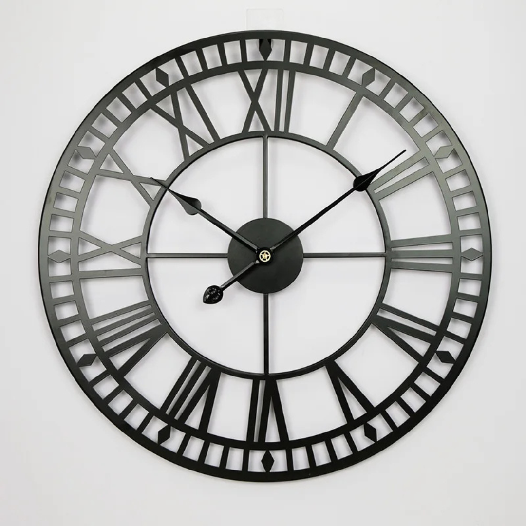Stort Retro Väggur 40 cm - Industriell Design till Vardagsrummet