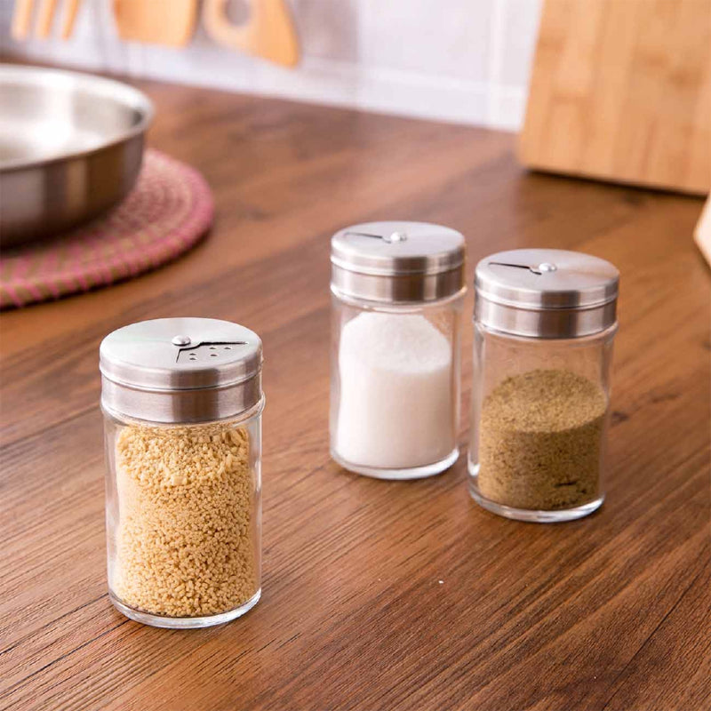 Uppsättning kryddburkar i glas