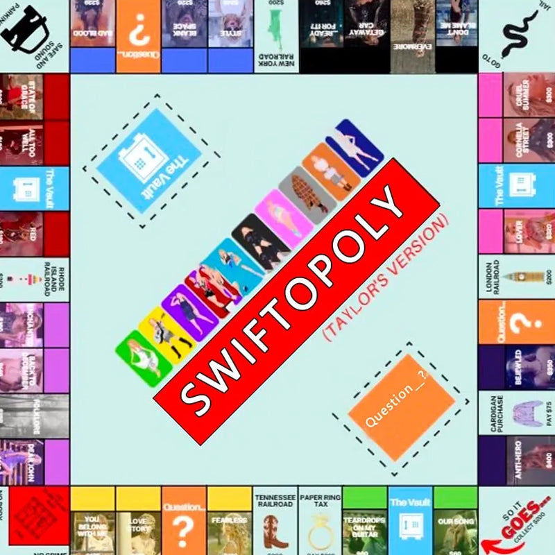 Musikbaseret brætspil med sangkort og Monopoly penge til spilleaftener