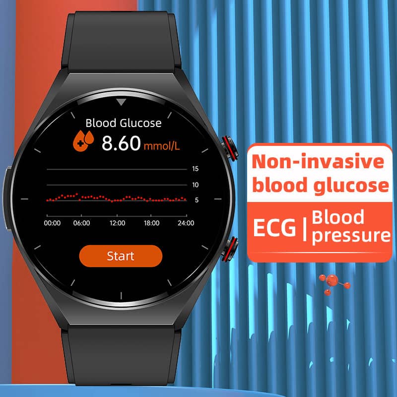 En-Klicks Glukos, Blodtryck, EKG och Pulsvariabilitet - Hälso-Smartwatch