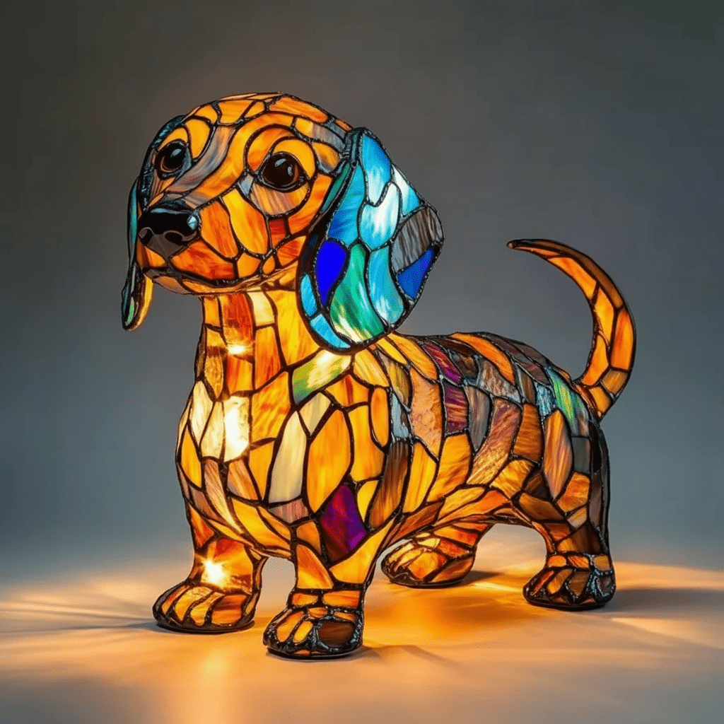 Handmålad hundlampa - Justerbar LED Nattlampa för Hundägare