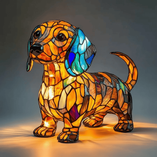 Handmålad hundlampa - Justerbar LED Nattlampa för Hundägare