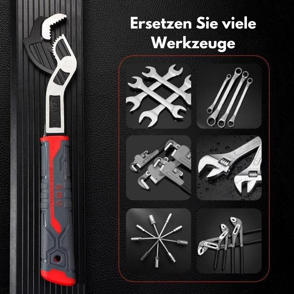 Universal Nøgle MultiGrip Pro | Selvadapterende til Skruer & Møtrikker | Anti-Skrid Håndtag, Chrom-Vanadium Stål, 1+1 Gratis